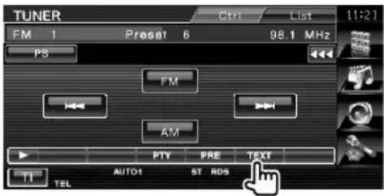 TUNER CFI List 11:21 FM 1 Preset 6 98.1 MHz PS FM AM PTY PRE TEXT AUTO1 ST RDS TI TEL