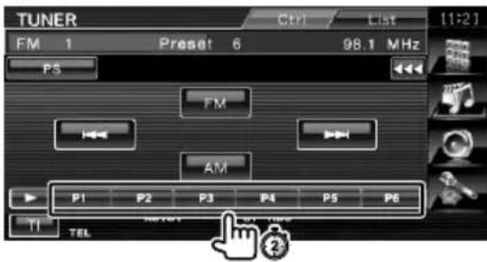 TUNER FM 1 Preset 6 98.1 MHz PS FM AM P1 P2 P3 P4 P5 P6 TI TEL