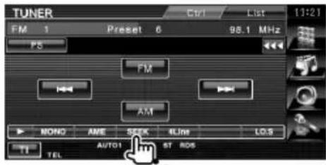 TUNER Ctrl List [1:2] FM 1 Preset 6 95.1 MHz PS FM AM MONO AME SEEK 4Line LOS TI TEL AUTO1 ST ROS