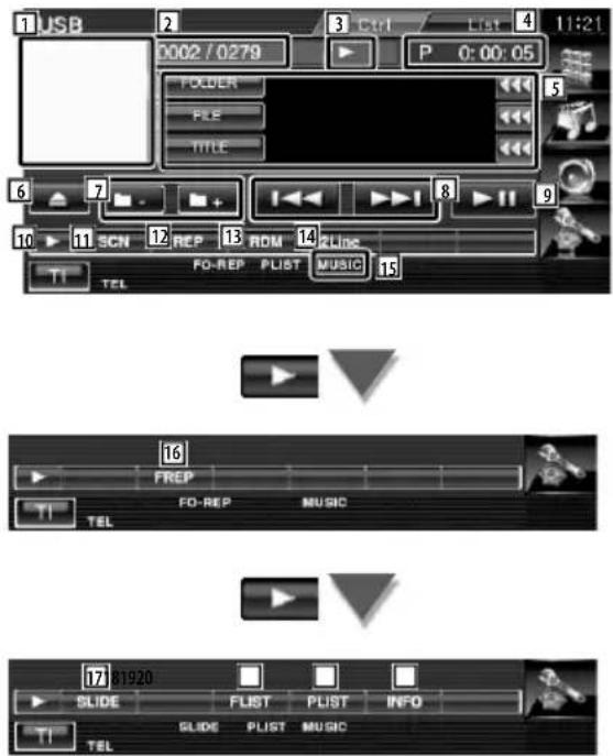 USB 0002 / 0279 P 0:00:05 FOODER FILE TITLE FO-REP PLIST MUSIC 10 SCN REP ROM Line TEL 16 FREP FO-REP MUSIC TEL 17 81920 SLIDE FLIST PLIST INFO TIL GLIDE PLIST MUSIC TEL