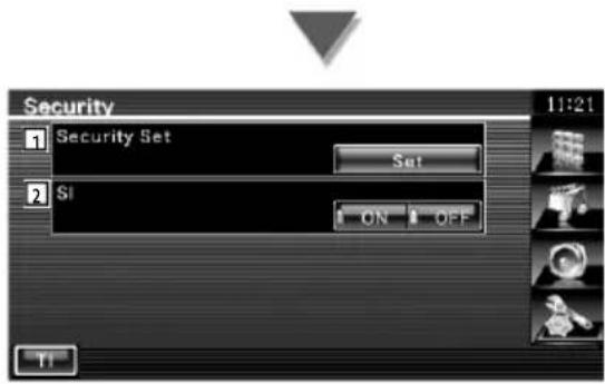 Security 1 Security Set Set 2 SI ON OFF 11:21