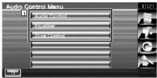 Audio Control Menu Audio control Equalizer Zone Control