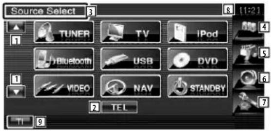 Source Select TUNER TV iPod Bluetooth USB DVD VIDEO NAV STANDBY TEL TI 9 11:21