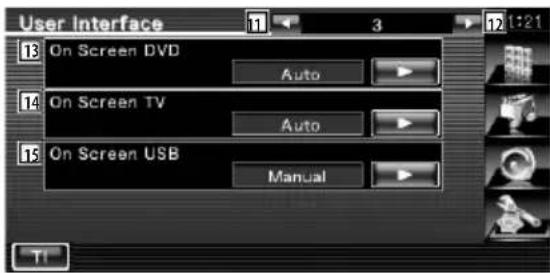 User Interface 13 On Screen DVD Auto 14 On Screen TV Auto 15 On Screen USB Manual T1