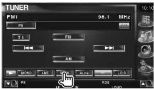 TUNER FM1 98.1 MHz PS TI FM AN MONO AME SINK 4L ne LO.S PS RDS AF IN LOAD