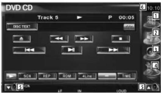 DVD CD Track 5 P 00:05 DISC TEXT SON REP ROM 4Line TIME 5 CHN AF IN LOUD