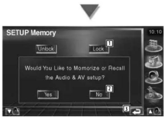 KENWOOD DDX7029 - Anzeigen des Bildschirms SETUP Memory - 1