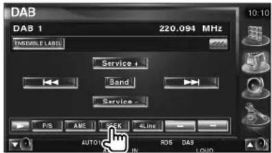 DAB DAB 1 220.094 MHz ENSEMBLE LABEL Service + Band Service - P/S AME SEEK 4Line AUTO ROS DAB LOAD