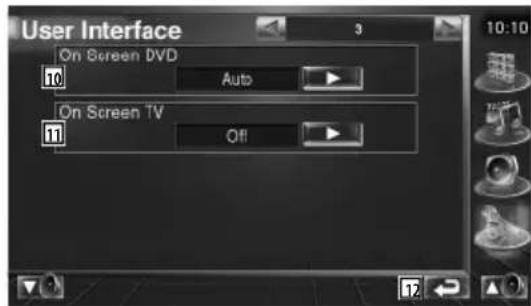 User Interface 3 10 On Screen DVD Auto 11 On Screen TV Off 12 10:10