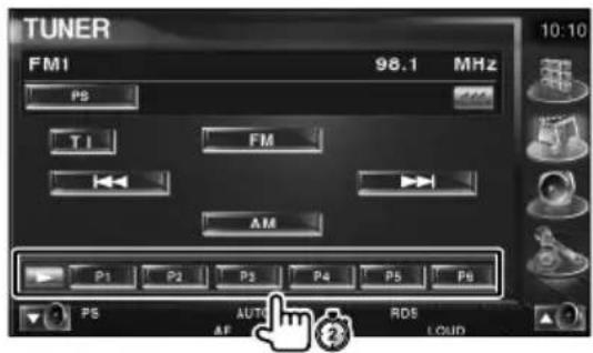 TUNER FM1 98.1 MHz PS TI FM AM P1 P2 P3 P4 P5 P6 PS AUTO AF RDS LOAD