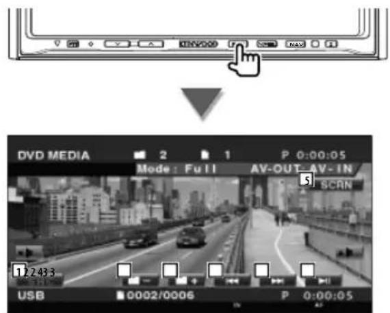 DVD MEDIA 2 1 P:0:00:05 Mode: Full AV-OUT-AV-IN USB 0002/0006 P 0:00:05