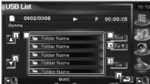 USB List 0002/0006 P 00:00:05 Dymmy Folder Name Folder Name Folder Name Folder Name Folder Name Root For ↑ Cur MUSIC