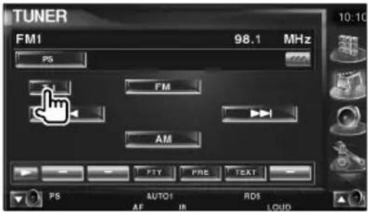 TUNER FM1 98.1 MHz PS FM AM FTY PRE TEXT PS AUTO1 RD5 AF IN LOUD
