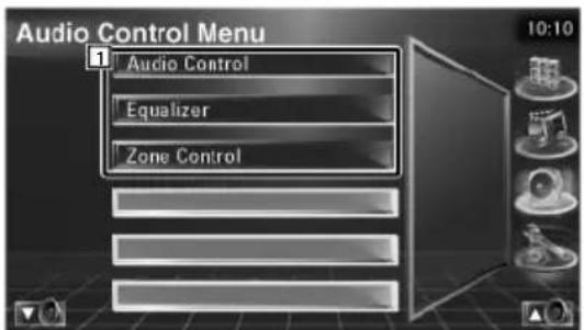 Audio Control Menu 1 Audio Control Equalizer Zone Control