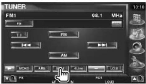 TUNER FM1 08.1 MHz FS TI FM AM MONC AME TIME ALTR LOS PS AF IN PD3 LOU