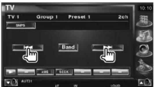 TV TV 1 Group 1 Preset 1 2ch SNPS Band AME SEEK AUTO1 AF IN LOUD