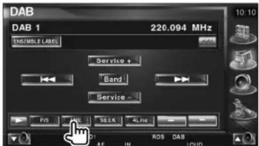 DAB DAB 1 220.094 MHz ENSEMBLE LABELS Service + Band Service - FIS TIME SEEK 4Line 01 ROS DAB AF IN COLD
