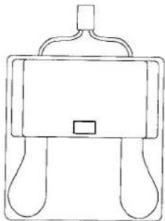 Simple line drawing of a mechanical device with two legs and a central handle (no text or symbols)