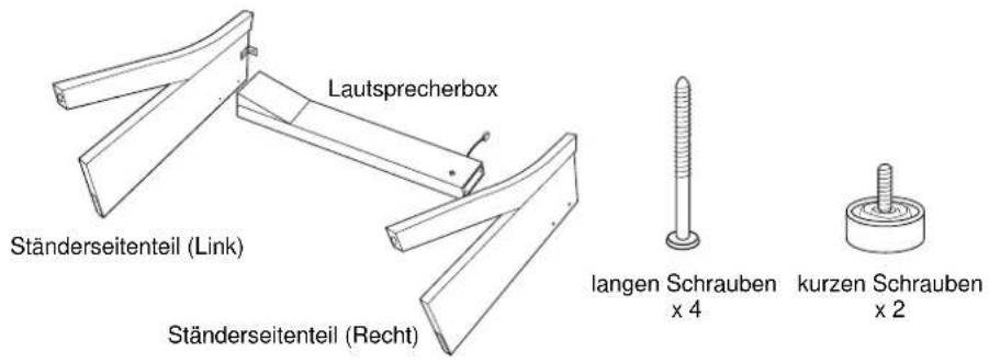 Lautsprecherbox Ständerseitenteil (Link) Ständerseitenteil (Recht) langen Schrauben x 4 kurzen Schrauben x 2