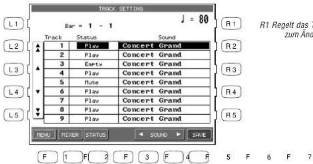 KAWAI CP155 - So benutzen Sie das Track Settings Menü: - 1