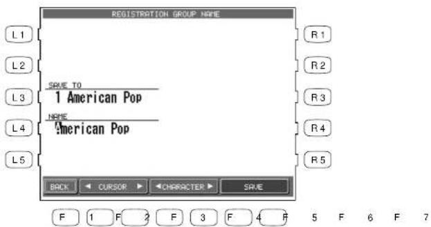 REGISTRATION GROUP NAME L1 R1 L2 R2 L3 R3 L4 R4 L5 SWE TO 1 American Pop NAME American Pop BACK CURSOR CHARACTER SAVE F 1 F 2 F 3 F 4 R 5 F 6 F 7
