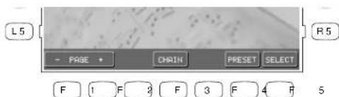 L5 PAGE + CHAIN PRESET SELECT F 1 F 3 F 3 F 4 F 5 R5