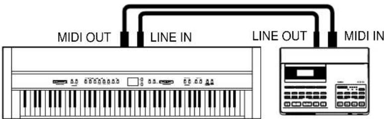 MIDI OUT LINE IN LINE OUT MIDI IN