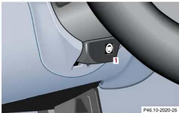 Mercedes-Benz CLK Coupe (2001) - Adjusting telescoping steering column Unlocking: - 1