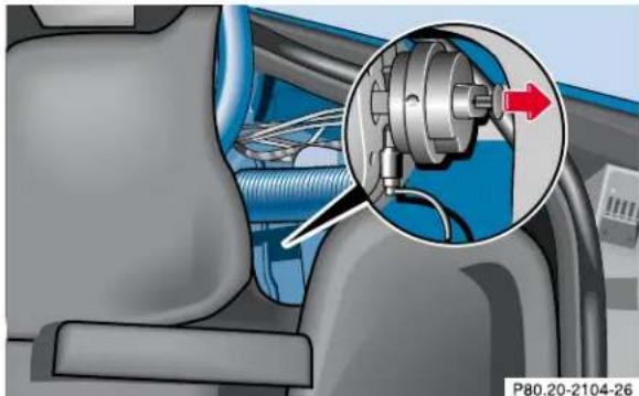 Mercedes-Benz CLK Coupe (2001) - Manual release for fuel filler flap - 1