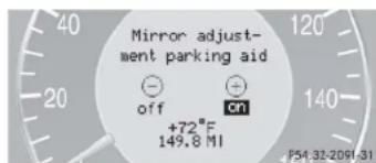 Mercedes-Benz CLK Coupe (2005) - Setting parking position for exterior rear view mirror - 1