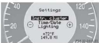 Mercedes-Benz CLK Coupe (2005) - Submenus in the Settings menu - 2