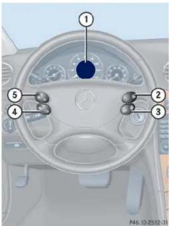 Mercedes-Benz CLK Coupe (2005) - Multifunction steering wheel - 1
