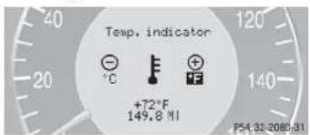 Mercedes-Benz CLK Coupe (2005) - Selecting temperature display mode - 1