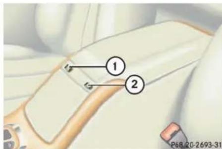 Mercedes-Benz CL-Class (2003) - Storage compartment below the front armrest - 1