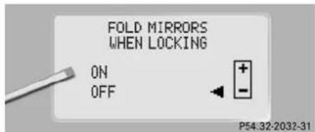Mercedes-Benz CL-Class (2003) - Setting fold-in function for exterior rear view mirrors - 1