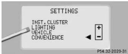 Mercedes-Benz CL-Class (2003) - Submenus in the Settings menu - 1