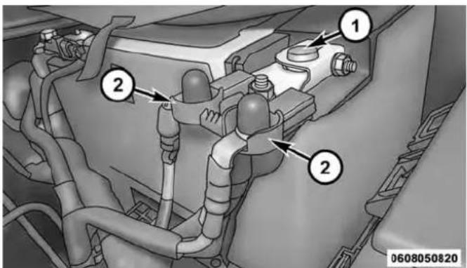 Technical diagram of a vehicle engine component with numbered parts and pipe connections