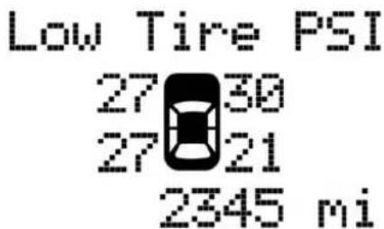 Low Tire PSI 27 30 27 21 2345 mi