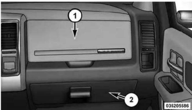 Diagram of a car interior with labeled components, showing numbered parts and directional arrows