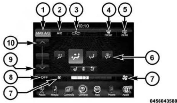 1 2 3 4 5 MAX A/C A/C 10:10 FRONT FRAH 10 9 6 8 OFF 7 Radio Media Controls Climate New Phone Apps 0456043580