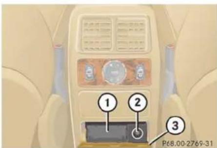 Mercedes-Benz ML-Class (2003) - Ashtray and cigarette lighter in the rear center console - 2