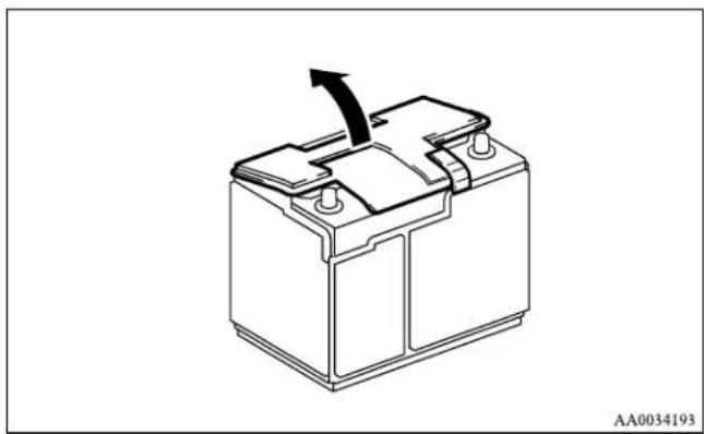 MITSUBISHI Endeavor (2010) - Checking battery electrolyte level - 1