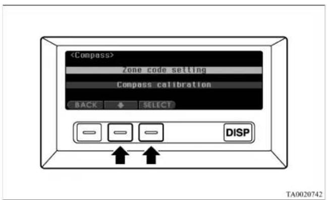 Zone code setting Compass calibration BACK SELECT DISP TA0020742