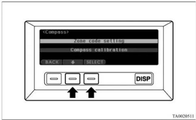 Zone code setting Compass calibration BACK SELECT DISP TA0020511