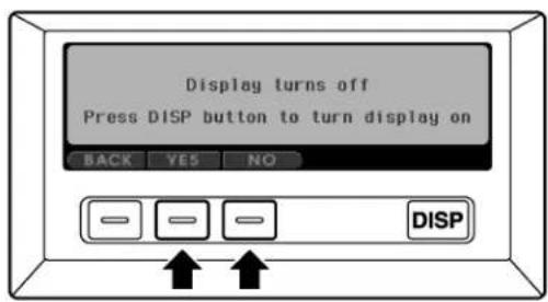 Display turns off Press DISP button to turn display on BACK YES NO DISP