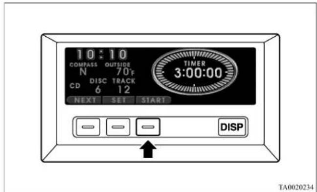 10:10 COMPASS OUTSIDE N 70°F CD DISC TRACK 6 12 NEXT SET START TIMER 3:00:00 DISP TA0020234