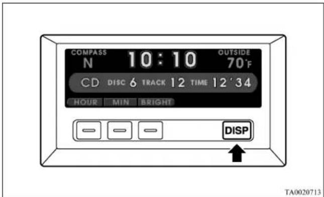 COMPASS N 10:10 OUTSIDE 70°F CD DISC 6 TRACK 12 TIME 12'34 HOUR MIN BRIGHT DISP TA0020713