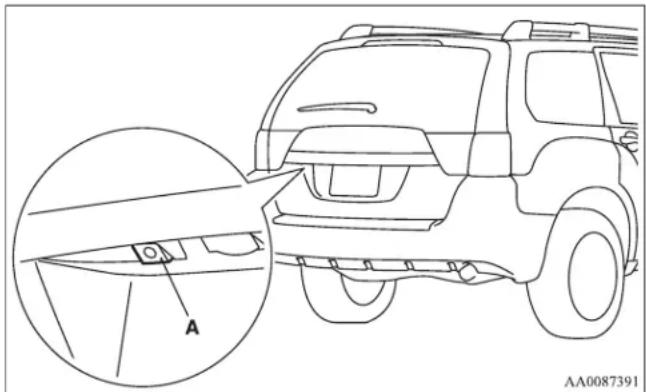MITSUBISHI Endeavor (2010) - Location of rear-view camera - 1