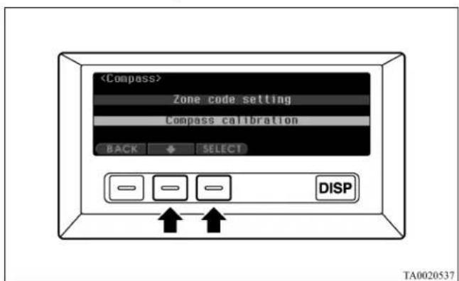 Zone code setting Compass calibration BACK SELECT DISP TA0020537