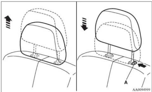 MITSUBISHI Endeavor (2010) - Adjustment of the head restraint height - 1